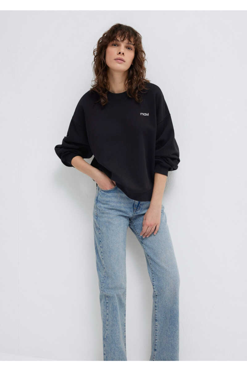 Mavi Logo Baskılı Siyah Loose Fit Kadın Sweat 1S10490-900 - 2