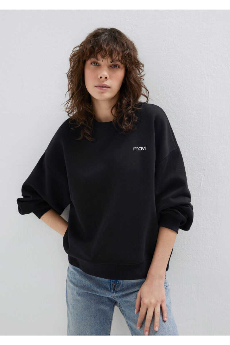 Mavi Logo Baskılı Siyah Loose Fit Kadın Sweat 1S10490-900 - 3