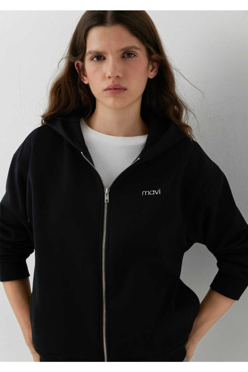 Mavi Logo Baskılı Siyah Loose Fit Kadın Sweatshirt 1S10554-900 - 1