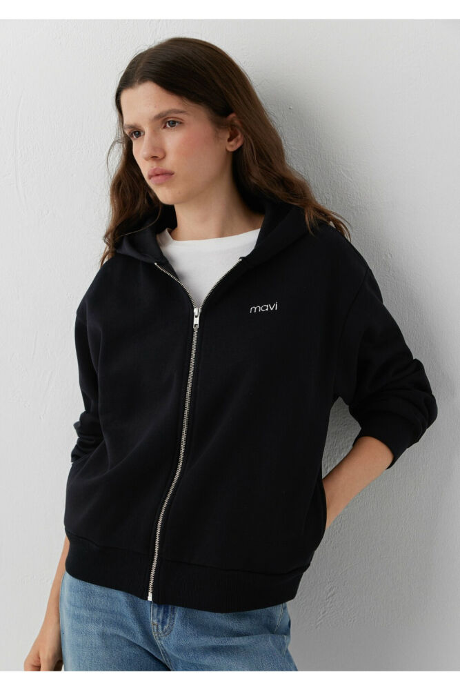Mavi Logo Baskılı Siyah Loose Fit Kadın Sweatshirt 1S10554-900 (1)