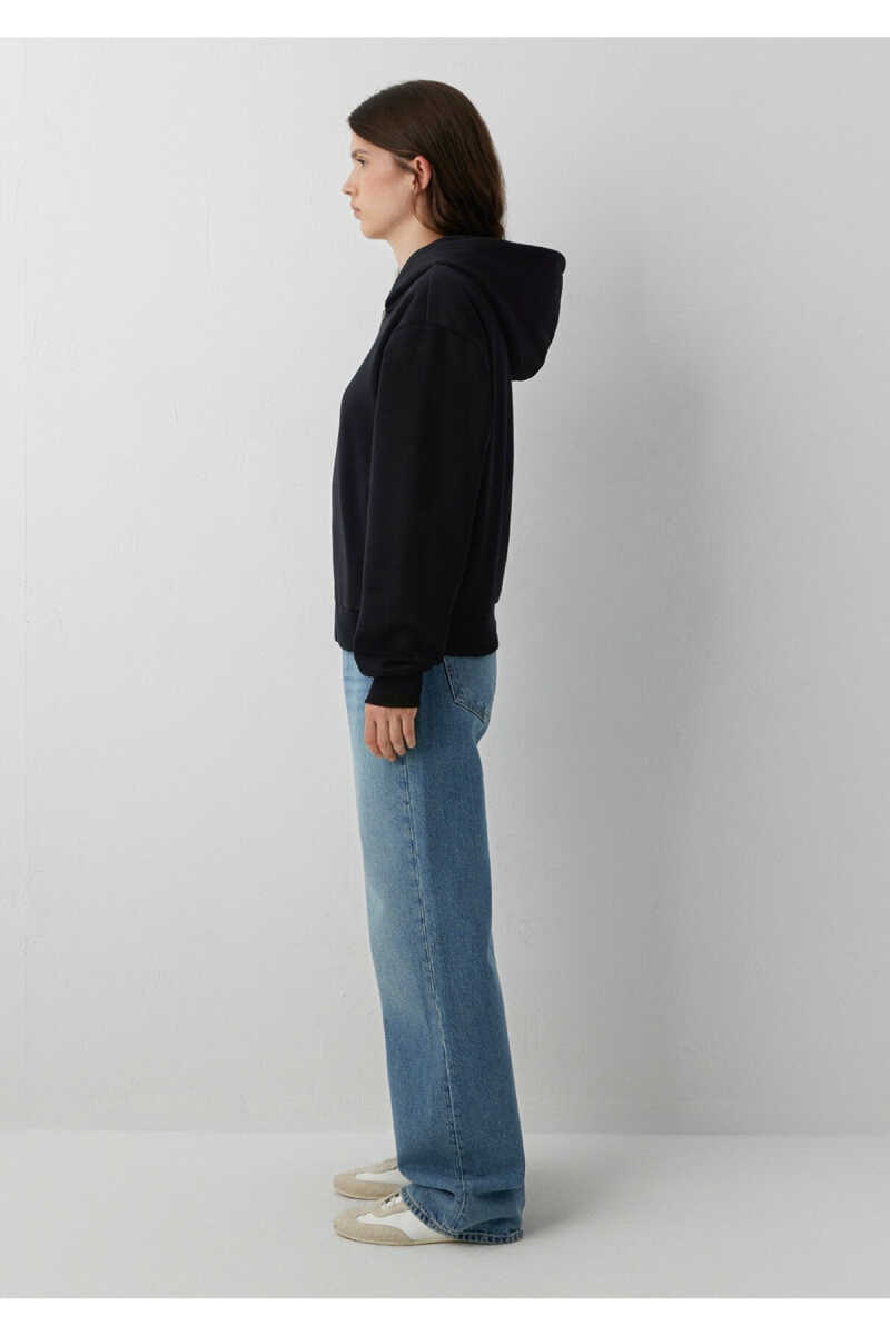 Mavi Logo Baskılı Siyah Loose Fit Kadın Sweatshirt 1S10554-900 - 4