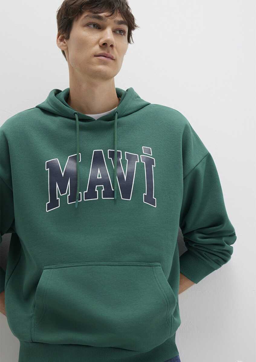 Mavi Logo Baskılı Yeşil Erkek Sweat 067149-71874 - 2