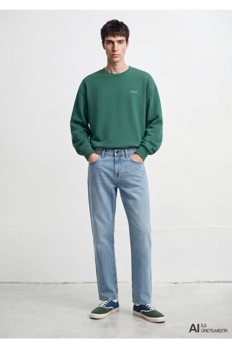 Mavi Logo Baskılı Yeşil Loose Fit Erkek Sweatshirt 0S10379-71874 - 1