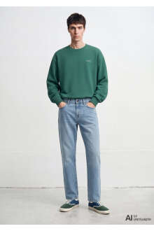 Mavi Logo Baskılı Yeşil Loose Fit Erkek Sweatshirt 0S10379-71874