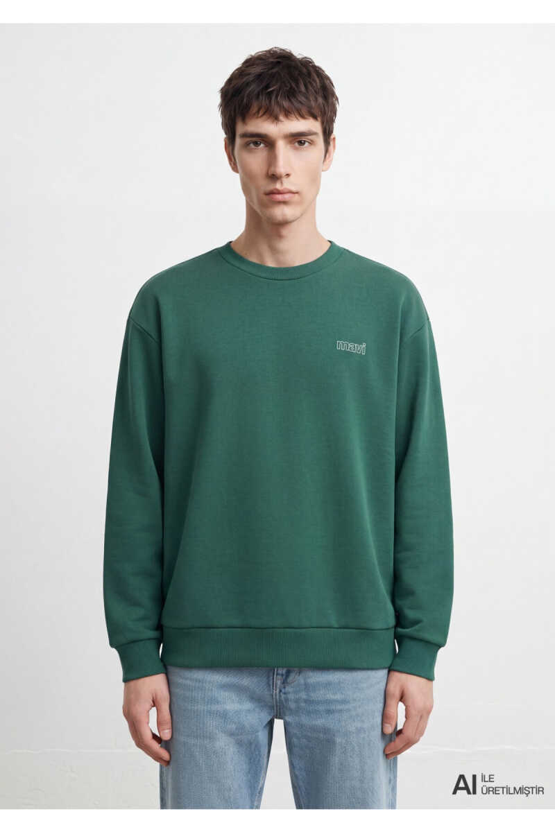 Mavi Logo Baskılı Yeşil Loose Fit Erkek Sweatshirt 0S10379-71874 - 3