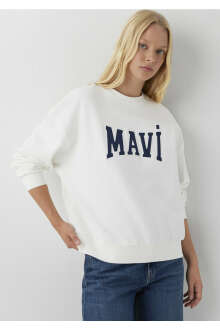 Mavi Logo Ekru Kadın Sweat 1S10580-70057 