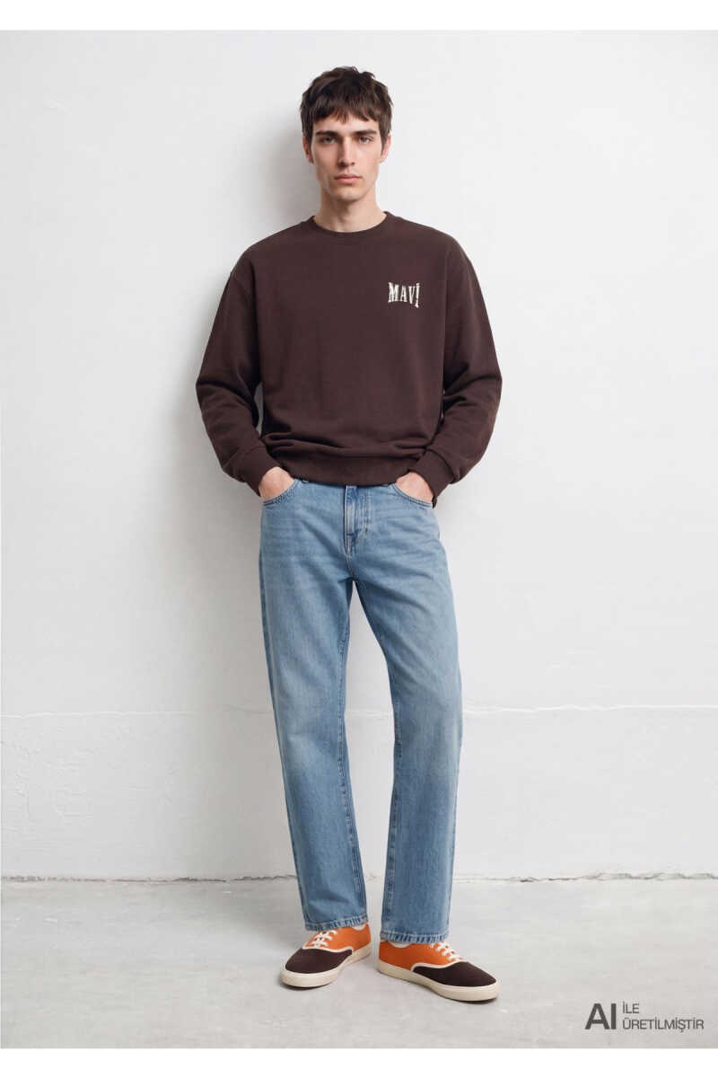 Mavi Logo Kahverengi Loose Fit Erkek Sweatshirt 0S10659-70219 - 1