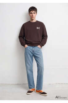 Mavi Logo Kahverengi Loose Fit Erkek Sweatshirt 0S10659-70219