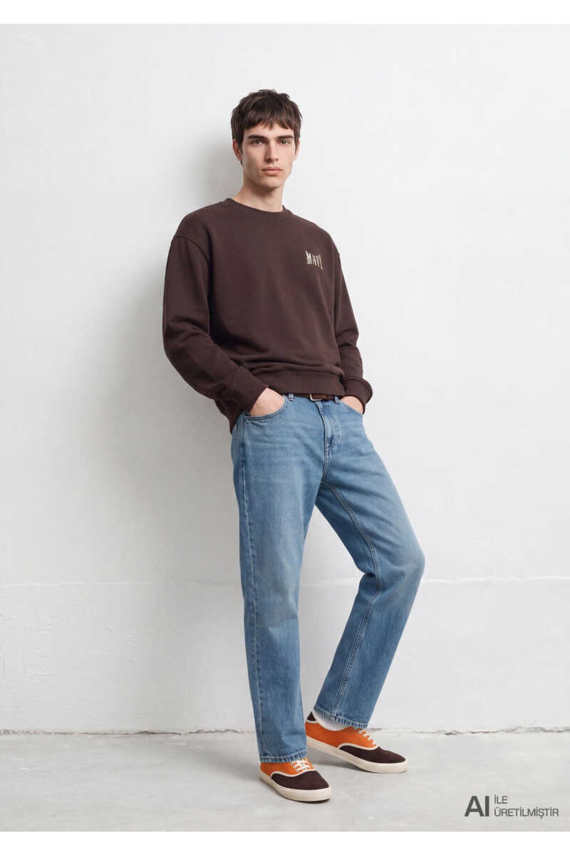 Mavi Logo Kahverengi Loose Fit Erkek Sweatshirt 0S10659-70219 - 3
