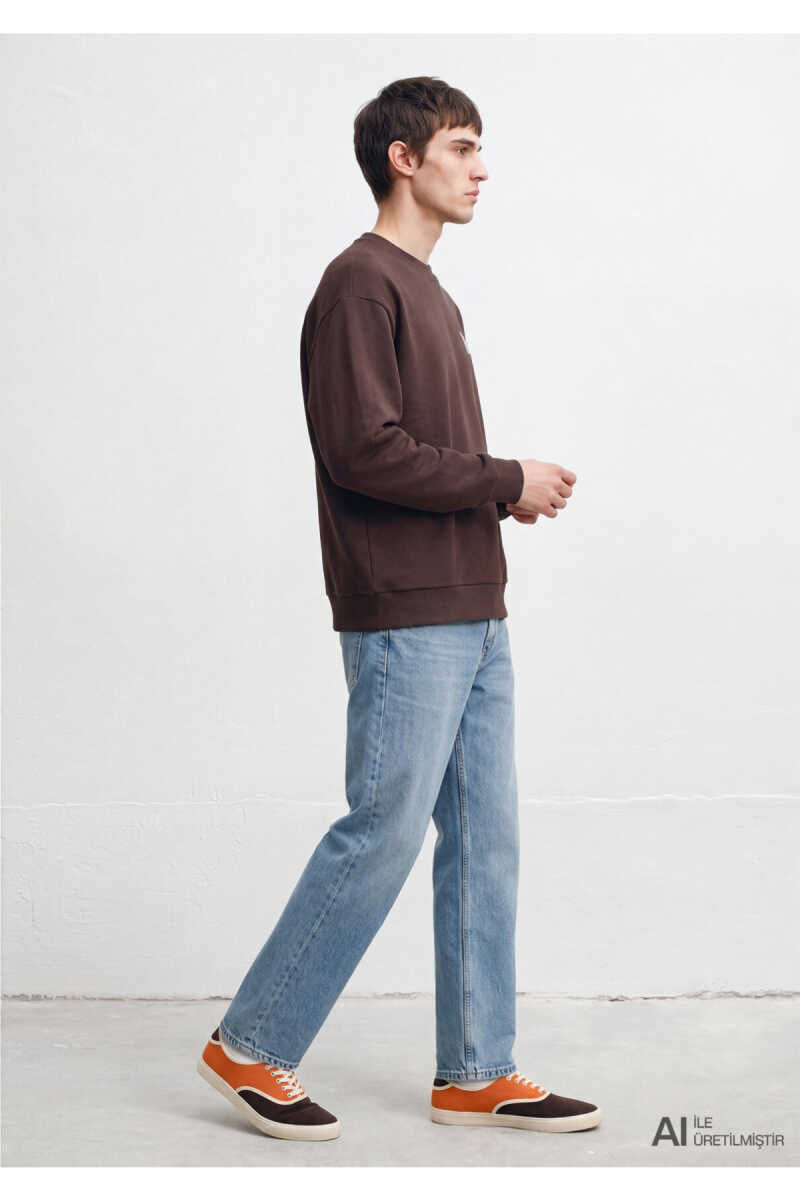 Mavi Logo Kahverengi Loose Fit Erkek Sweatshirt 0S10659-70219 - 5