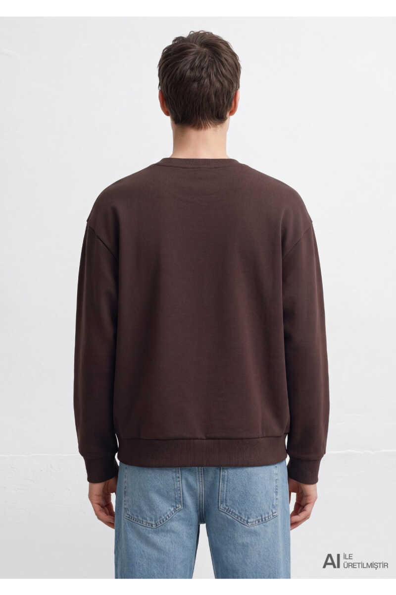 Mavi Logo Kahverengi Loose Fit Erkek Sweatshirt 0S10659-70219 - 6