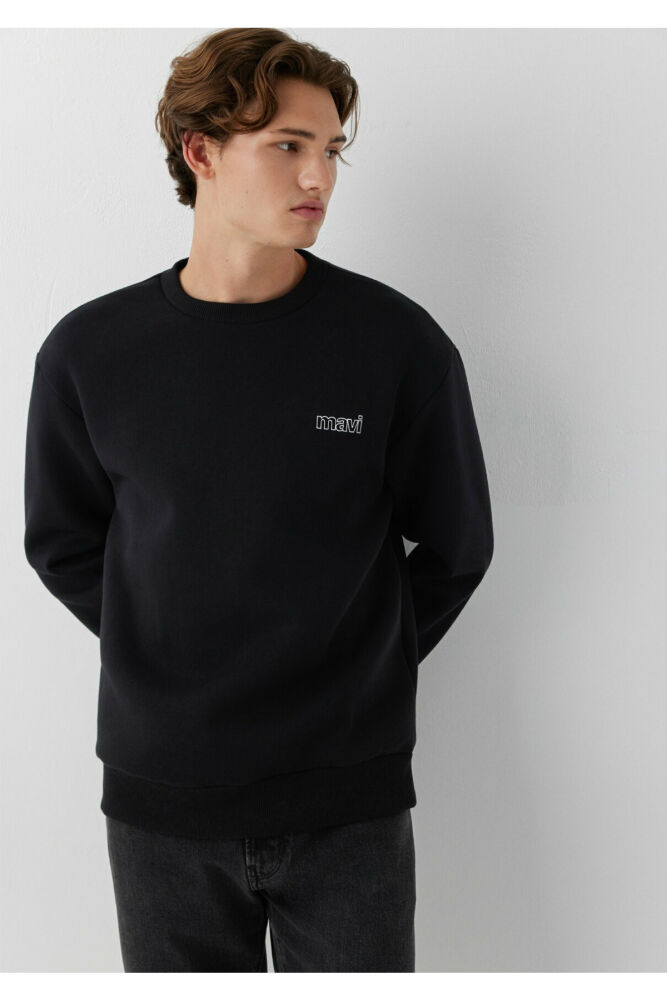 Mavi Logo Siyah Erkek Sweatshirt 0S10379-900 (1)