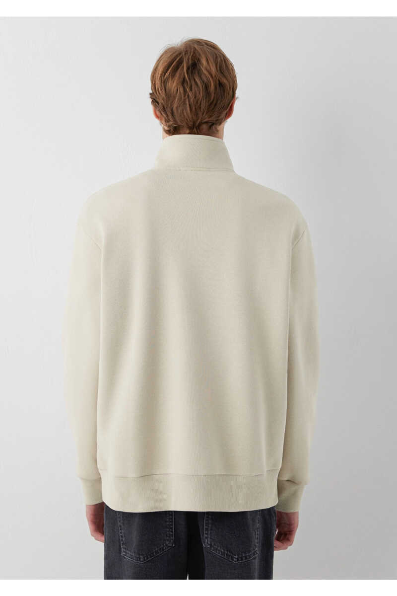 Mavi Logo Yarı Fermuarlı Bej Loose Fit Erkek Sweatshirt 0S10585-70322 - 5