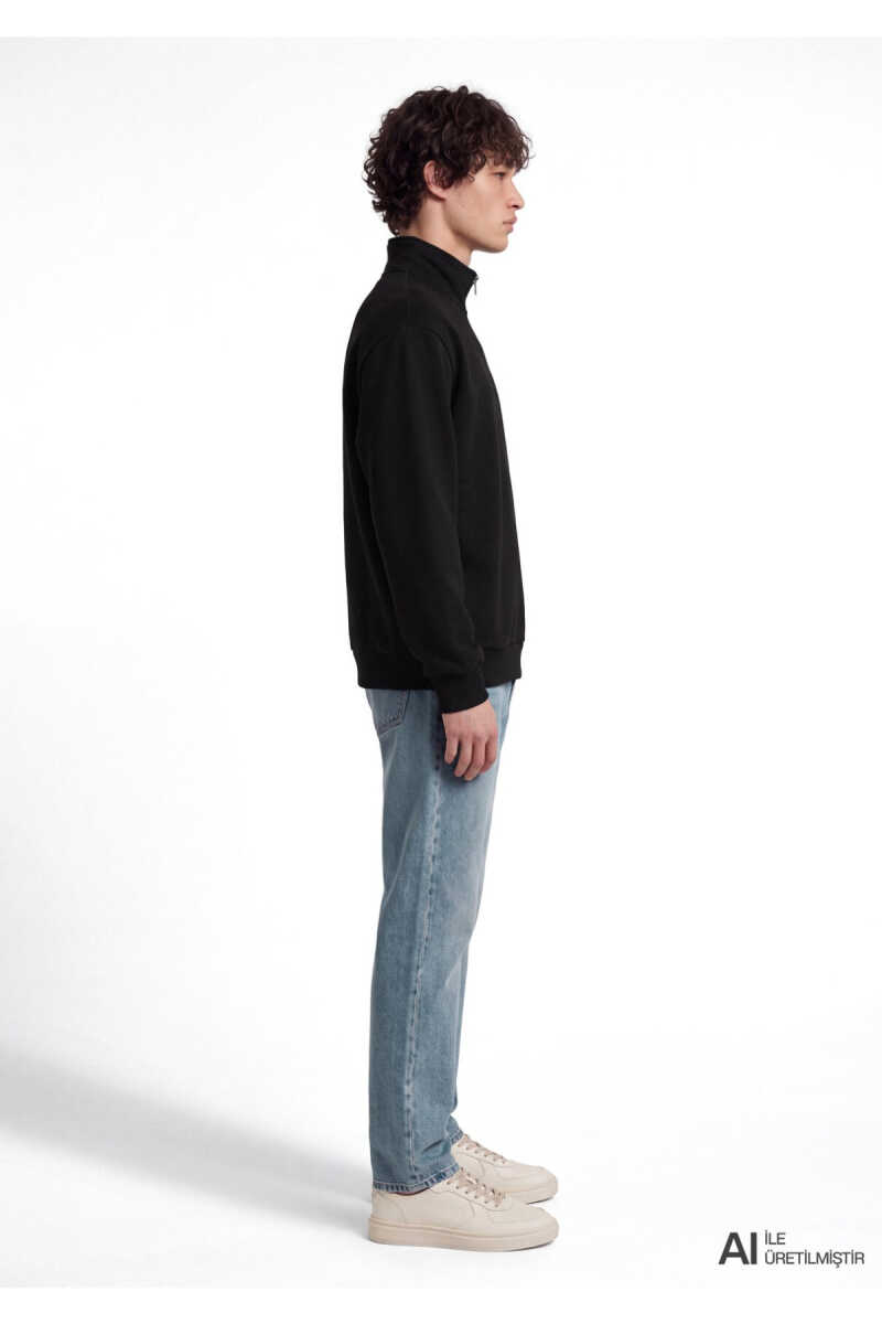 Mavi Logo Yarı Fermuarlı Siyah Loose Fit Erkek Sweatshirt 0S10585-900 - 3