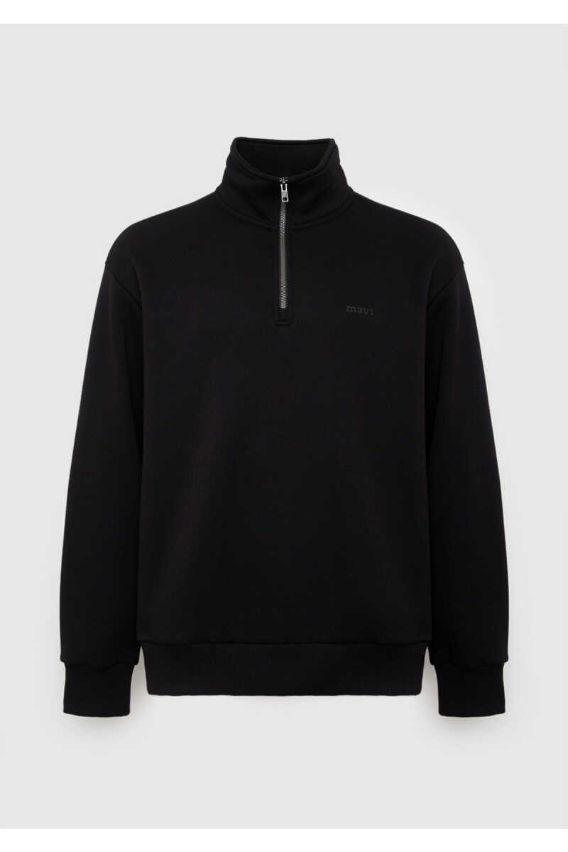 Mavi Logo Yarı Fermuarlı Siyah Loose Fit Erkek Sweatshirt 0S10585-900 - 6