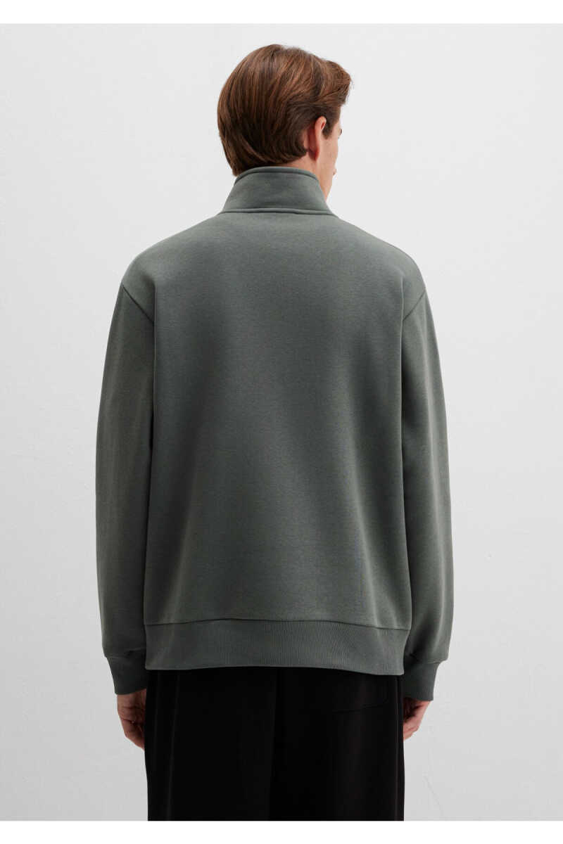 Mavi Logo Yarı Fermuarlı Yeşil Loose Fit Erkek Sweatshirt 0S10585-71598 - 4