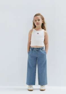 Mavi Loko Açık Mavi Wide Leg Çocuk Jean Pantolon 7010405-A3344