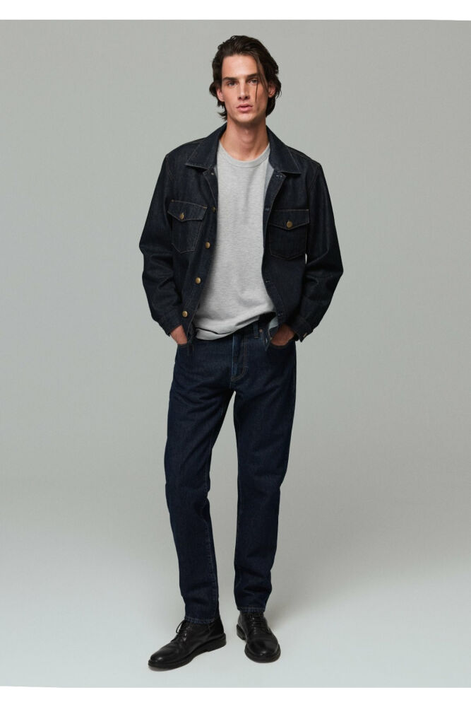 Mavi London 90lar Classic Koyu Puslu Mavi Tapered  Erkek Jean Pantolon 0010172-A7464 (1)