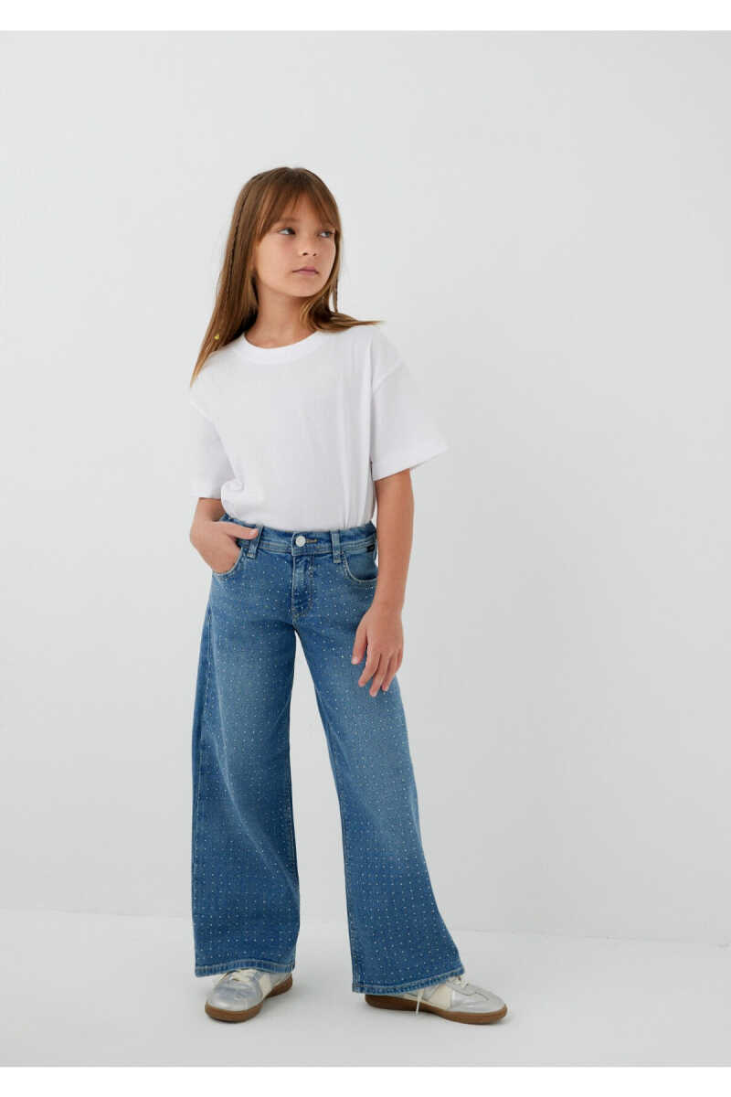 Mavi Lory Wide Leg 90lar Taşlı Açık Mavi Denim Çocuk Jean Pantolon 7010036-A6750