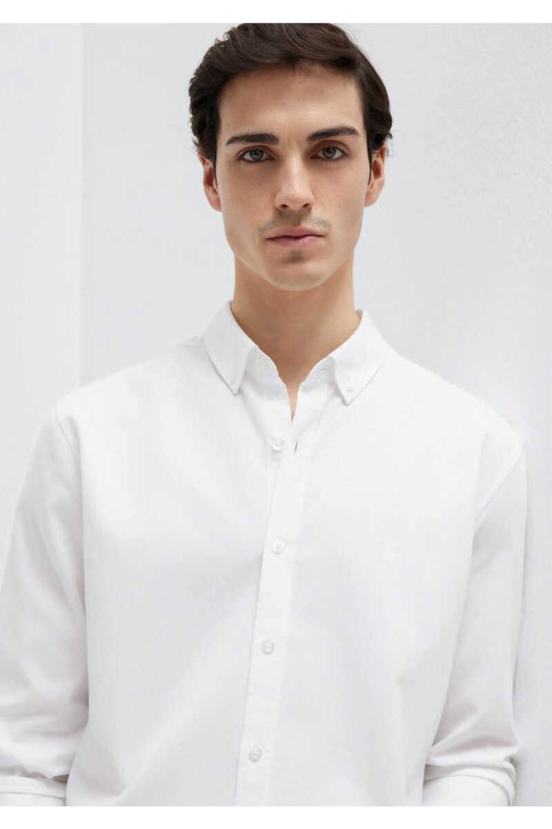 Mavi M Logo Nakışlı Beyaz Slim Fit Erkek Gömlek 0211192-620 - 2