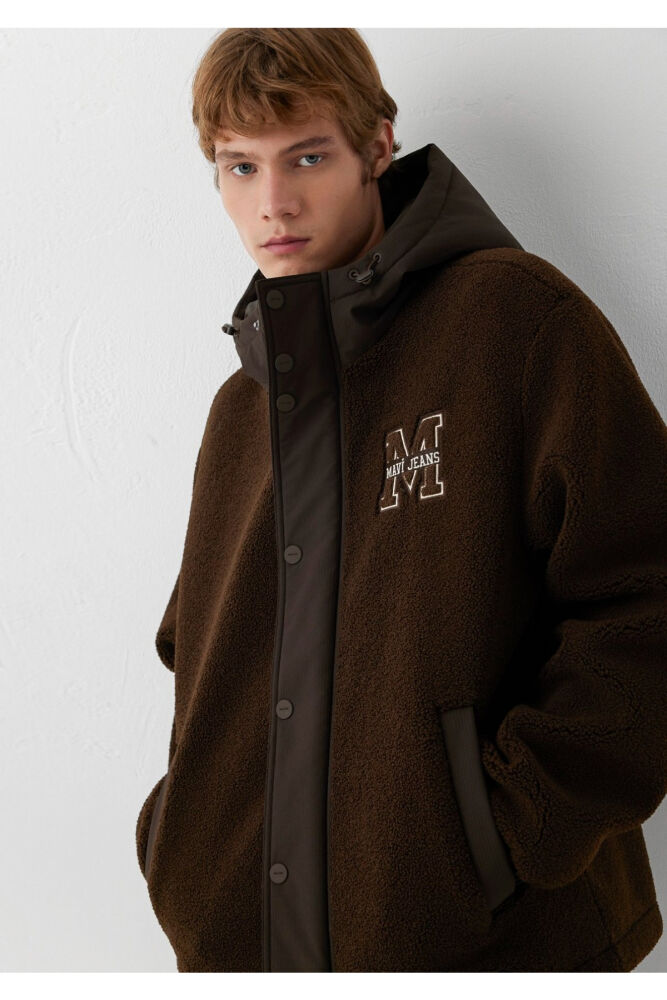 Mavi M Logo Patchli Kahverengi Sherpa Loose Fit Erkek Mont 0110628-90707