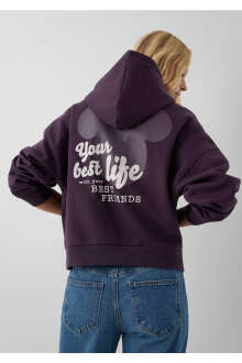 Mavi Mickey Mouse Baskılı Kapüşonlu Oversize Kadın Sweatshirt 1S20006-70635