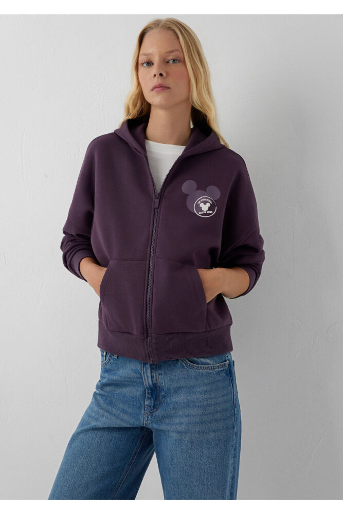 Mavi Mickey Mouse Baskılı Kapüşonlu Oversize Kadın Sweatshirt 1S20006-70635 (1)