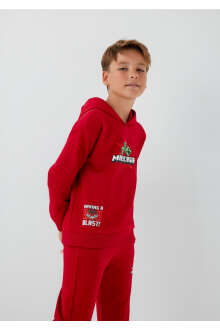 Mavi Minecraft Baskılı Kapüşonlu Oversize Çocuk Sweatshirt 6S10188-80638