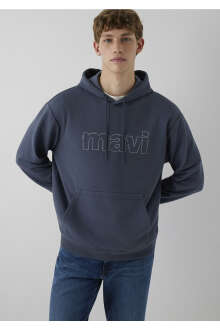 Mavi MVJNS Logo Baskılı Fermuarlı Kapüşonlu Antrasit Loose Fit Erkek Sweatshirt 0S10196-70759