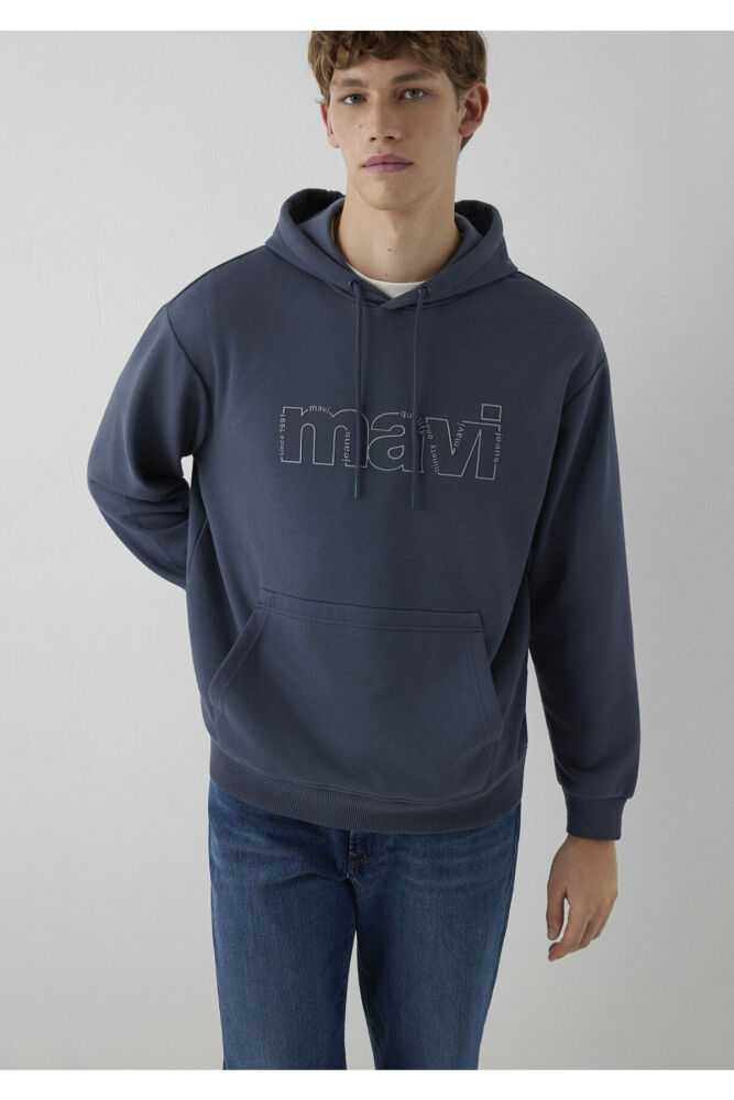 Mavi MVJNS Logo Baskılı Fermuarlı Kapüşonlu Antrasit Loose Fit Erkek Sweatshirt 0S10196-70759 (1)