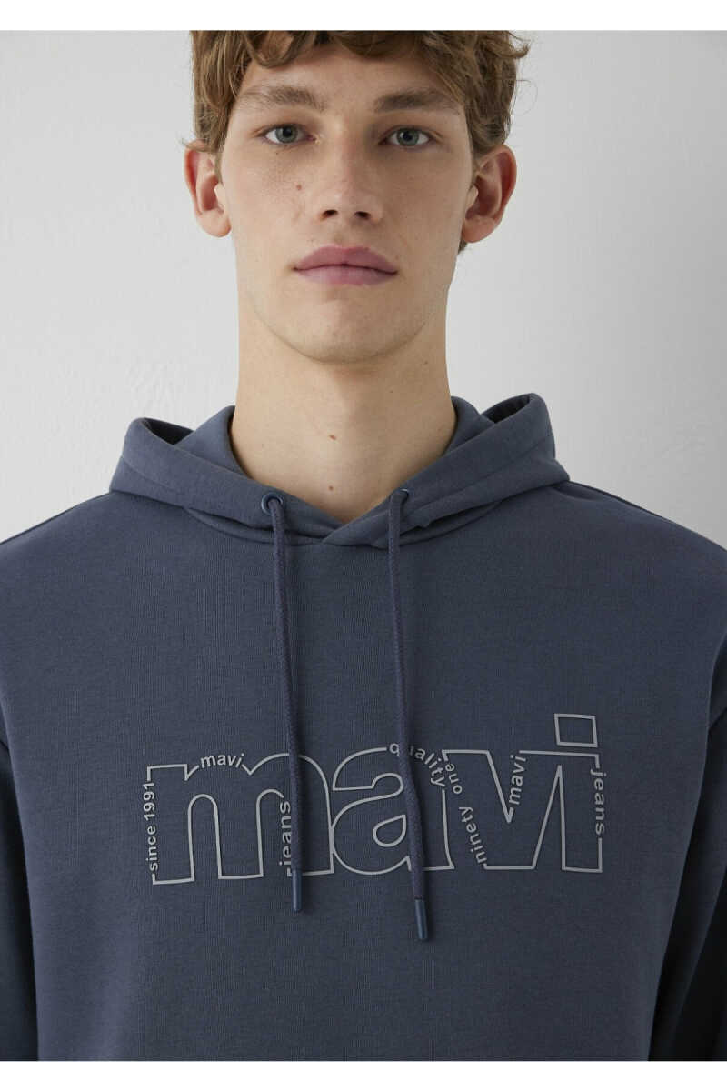 Mavi MVJNS Logo Baskılı Fermuarlı Kapüşonlu Antrasit Loose Fit Erkek Sweatshirt 0S10196-70759 - 6