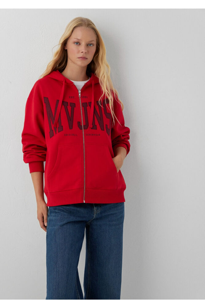 Mavi MVJNS Logo Kapüşonlu Kırmızı Loose Fit Kadın Sweatshirt1S10421-82054