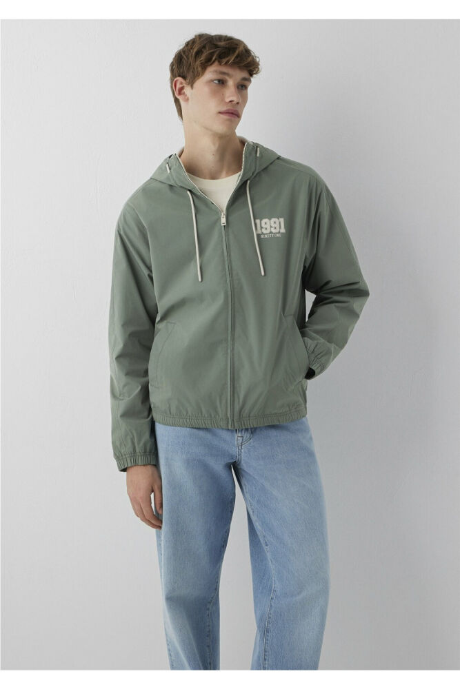 Mavi MVJNS Nakışlı Kapüşonlu Haki Kolej Loose Fit Erkek Mont 0110622-80692 (1)