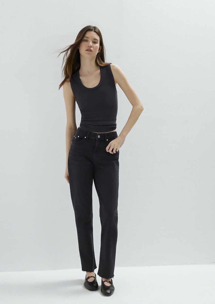 Mavi New York Classic Denim Gri Straight Yüksek Bel Kadın Jean Pantolon 101441-A3765 - 2