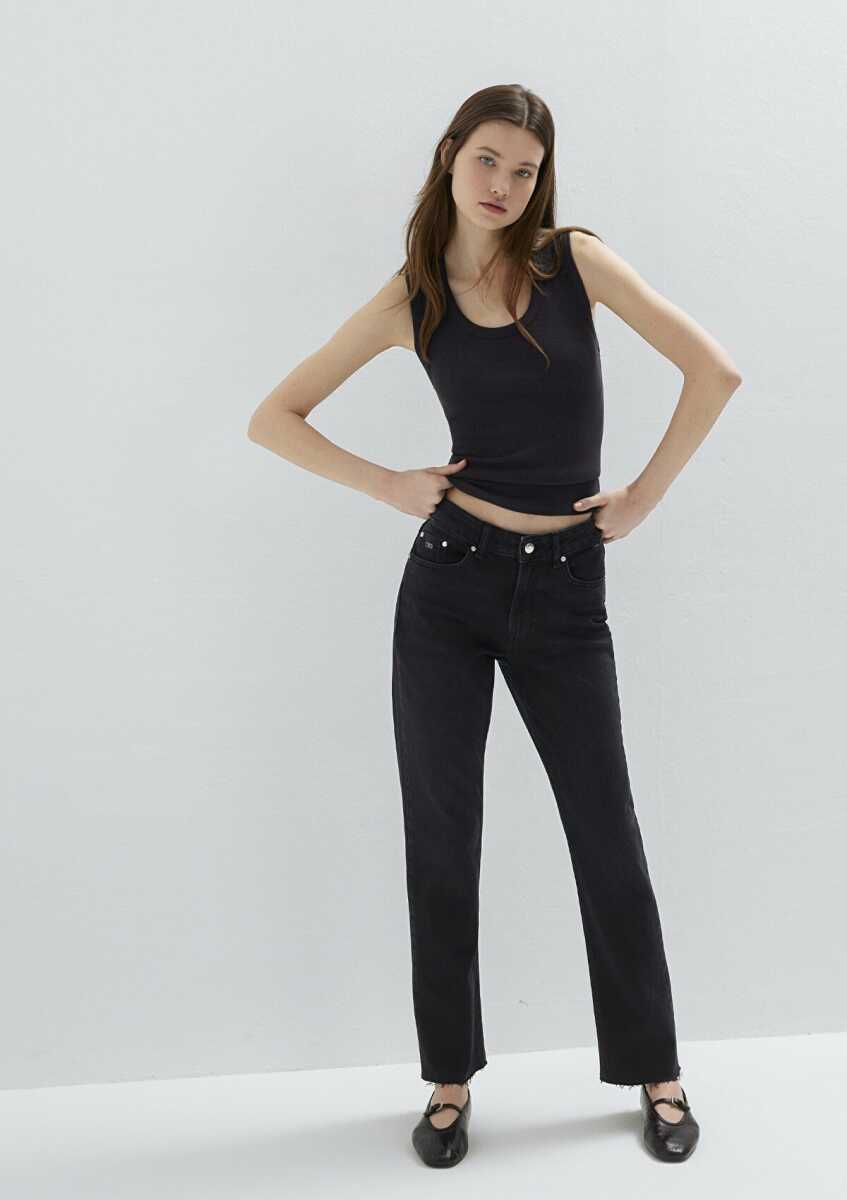 Mavi New York Classic Denim Gri Straight Yüksek Bel Kadın Jean Pantolon 101441-A3765 - 4