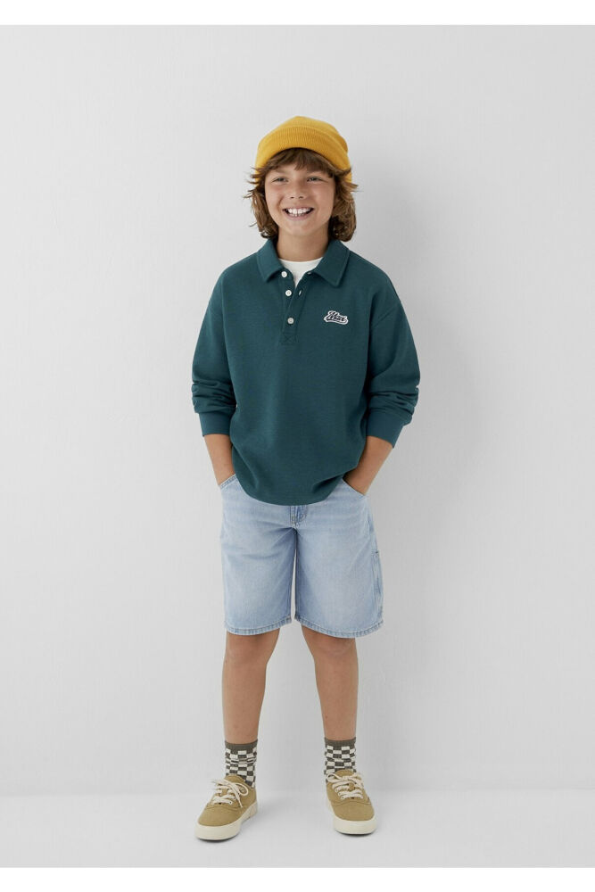 Mavi Patch Detaylı Yeşil Loose Fit Çocuk Sweatshirt 6S10193-71932
