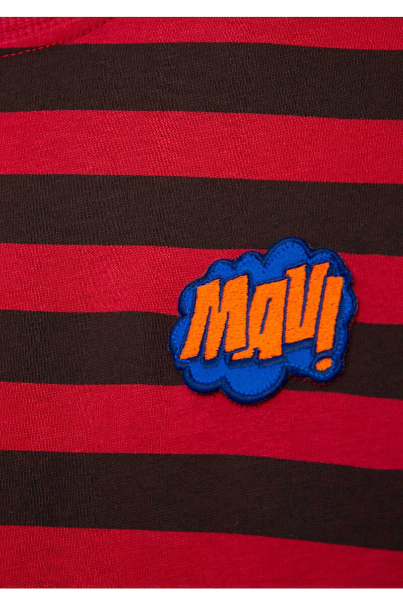 Mavi Patch Logo Çizgili Kırmızı Loose Fit Çocuk Sweat 6620006-A6609 - 3