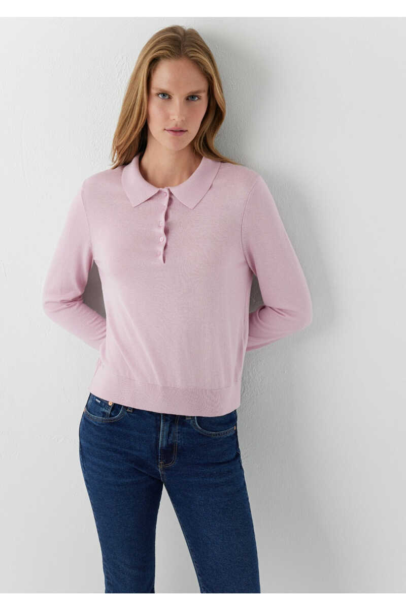Mavi Pembe Slim Fit Kadın Polo Yaka Triko 1710925-71008 - 2