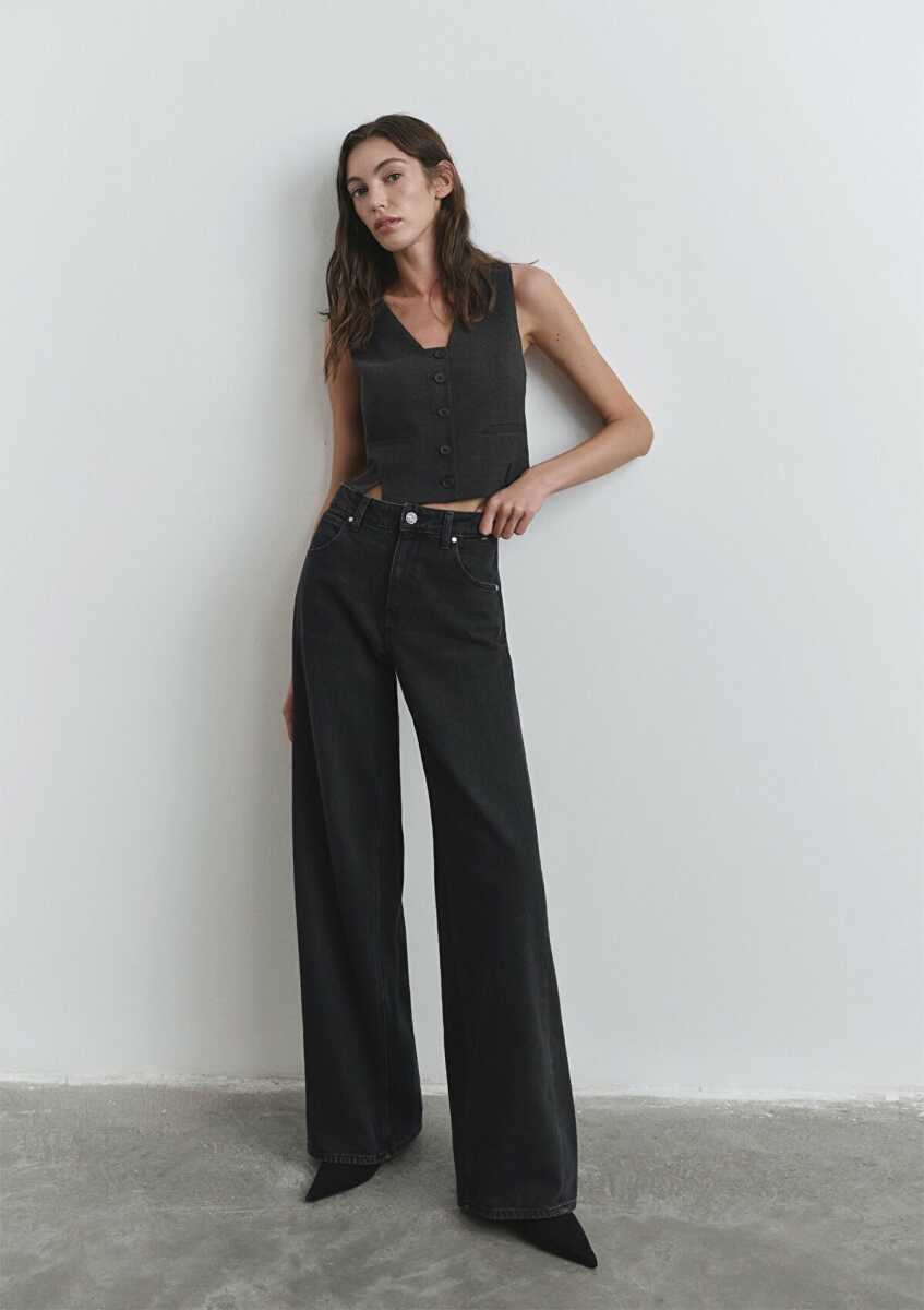 Mavi Siena Iconic Koyu Gri Smoke Wide Leg Kadın Jean Pantolon 1010763-90575 - 1