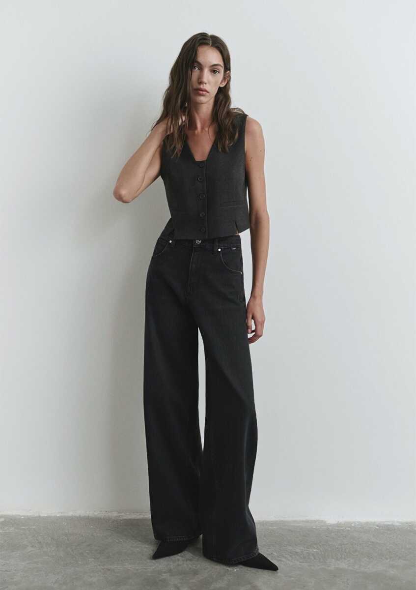 Mavi Siena Iconic Koyu Gri Smoke Wide Leg Kadın Jean Pantolon 1010763-90575 - 2