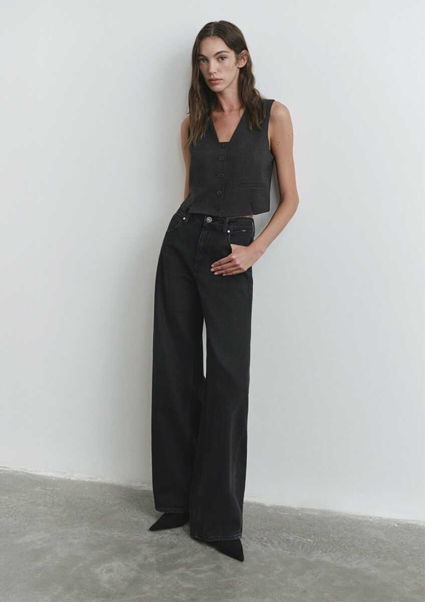 Mavi Siena Iconic Koyu Gri Smoke Wide Leg Kadın Jean Pantolon 1010763-90575 - 3