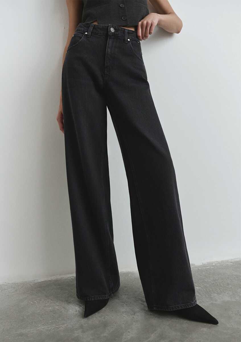 Mavi Siena Iconic Koyu Gri Smoke Wide Leg Kadın Jean Pantolon 1010763-90575 - 4