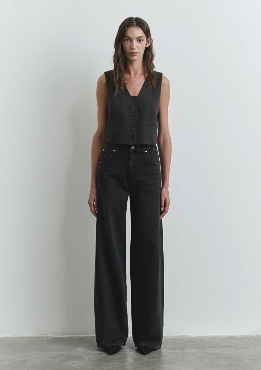 Mavi Siena Iconic Koyu Gri Smoke Wide Leg Kadın Jean Pantolon 1010763-90575 - 5