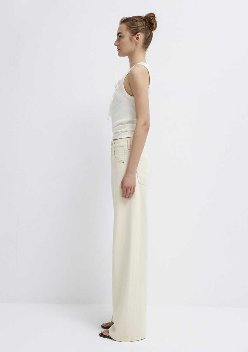 Mavi Siena Iconic Krem Wide Leg Kadın Jean Pantolon 1010763-A3903 - 5