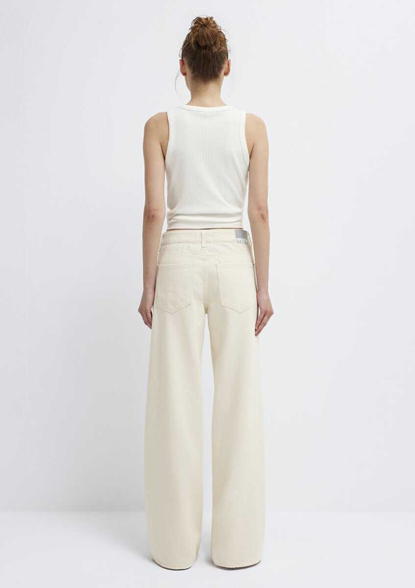 Mavi Siena Iconic Krem Wide Leg Kadın Jean Pantolon 1010763-A3903 - 6