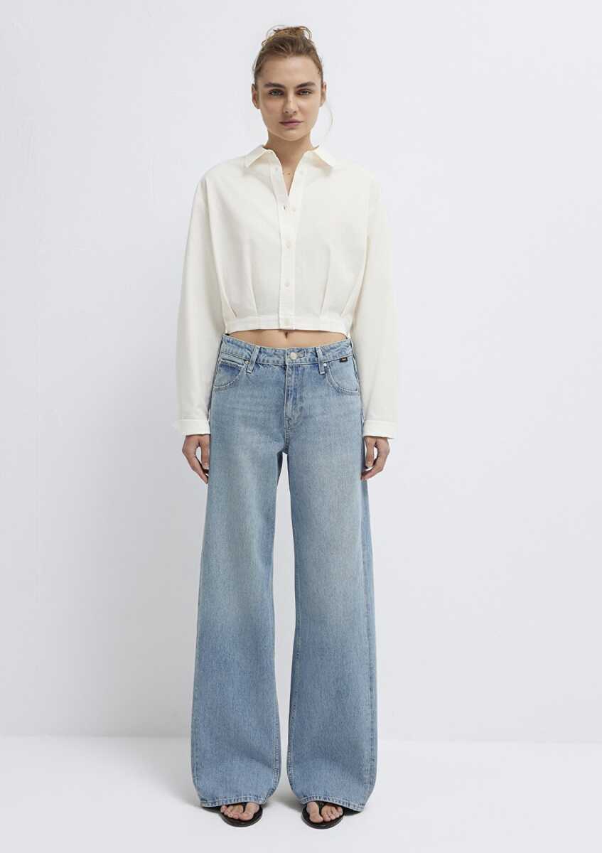 Mavi Siena Iconic Puslu Açık Mavi Wıde Leg Kadın Jean Pantolon 1010763-A3902 - 4