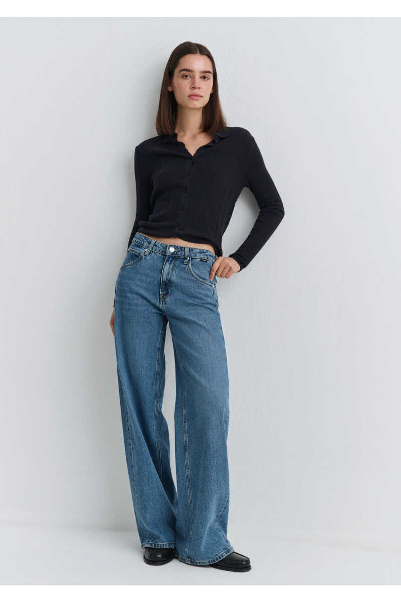 Mavi Sıena Iconic Puslu Indigo Mavisi Wide Leg Yüksek Bel Jean Pantolon 1010763-91357 - 1