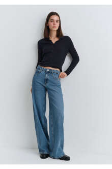 Mavi Sıena Iconic Puslu Indigo Mavisi Wide Leg Yüksek Bel Jean Pantolon 1010763-91357