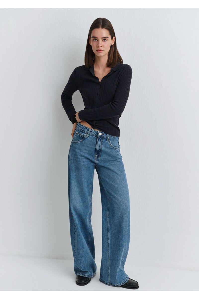 Mavi Sıena Iconic Puslu Indigo Mavisi Wide Leg Yüksek Bel Jean Pantolon 1010763-91357 - 2