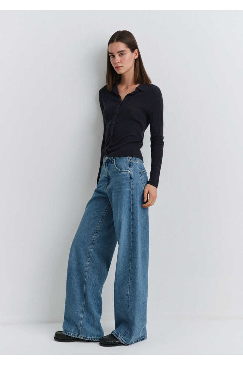 Mavi Sıena Iconic Puslu Indigo Mavisi Wide Leg Yüksek Bel Jean Pantolon 1010763-91357 - 3